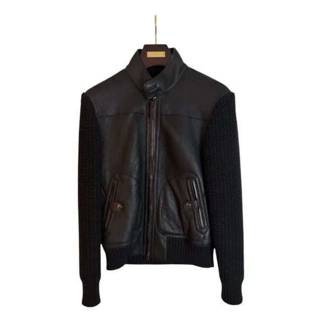 Tom Ford Lambskin and Shearling Jacket with Knit Sleeves
