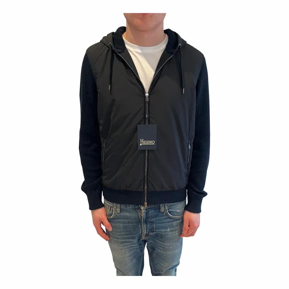 HERNO Knitted Hooded Hybrid Jacket