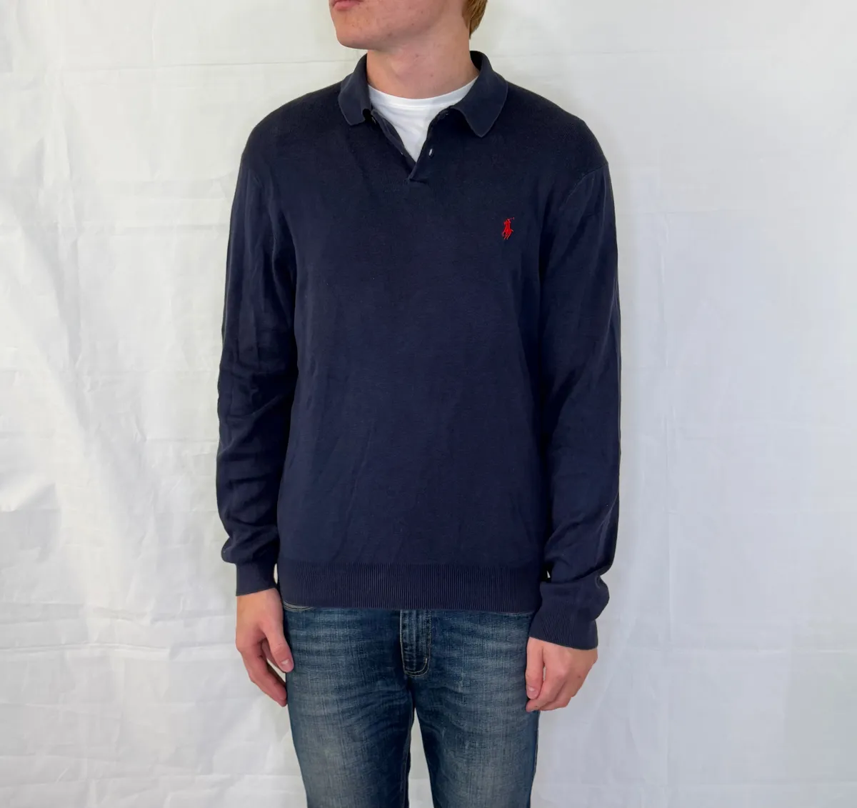 Ralph Lauren Cotton Polo-Collar Sweater