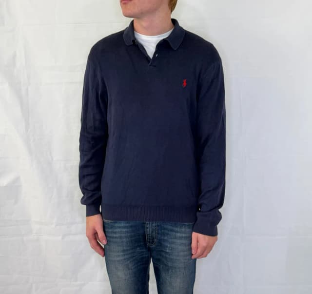 Ralph Lauren Cotton Polo-Collar Sweater